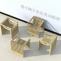 Modern Leisure Chairs 3D Models with Slatted Wooden Design and Minimalist Modern Style