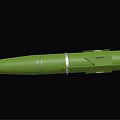 Green Military Missile With Red Tip Aerodynamic Shape And Metal Components