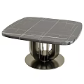 Modern Black Marble Dining Table With White Veins Pattern And Sleek Metal Base Design 3d model