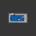 Industrial Equipment Model With Blue Main Body Orange Pipes White Components And Gray Base