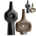 Modern Decorative Ornament Set With Black Brown Gold Abstract Shapes For Home Decor