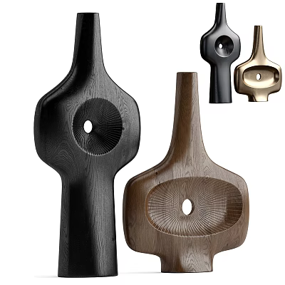 Modern Decorative Ornament Set With Black Brown Gold Abstract Shapes For Home Decor 3d model