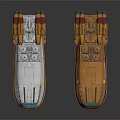 Two Futuristic Sci Fi Spaceships With White And Brown Hulls And Multiple Engines