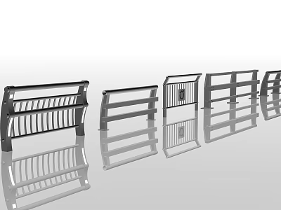 Modern Metal Fence Designs With Horizontal And Vertical Bars For Outdoor Spaces 3d model
