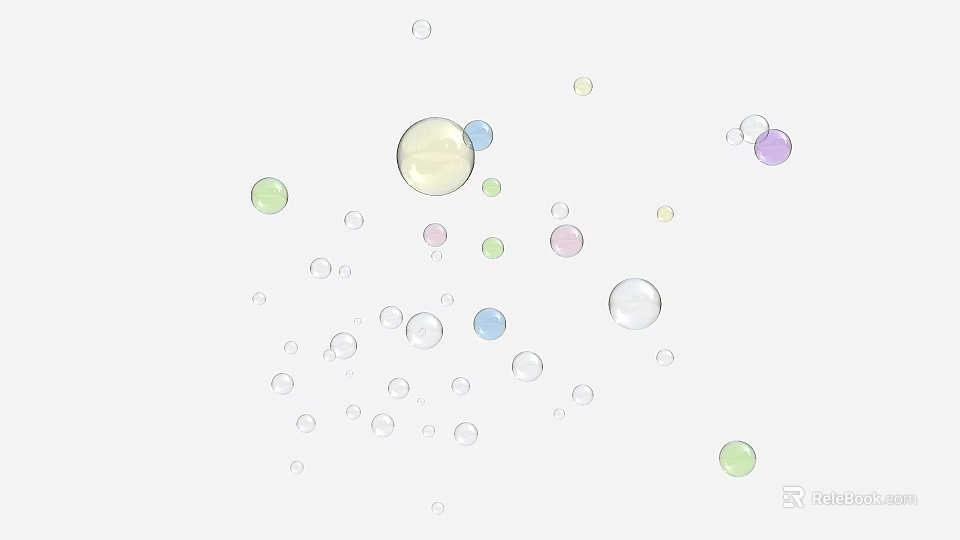 Colorful And Transparent Bubbles Floating On White Background With Various Sizes 3d model 
