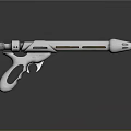 Futuristic Sci Fi Gun With Metallic Silver Finish And Curved Grip