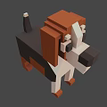 3D Pixel Art Dog Model With Blocky Design And Colorful Details