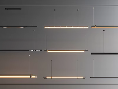 Modern Linear Pendant Lighting Combination With Sleek Design And LED Illumination 3d model