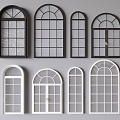 French Curved Windows French Curved Flat Windows French Floor-to-Floor Windows 3d model