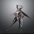 Fantasy Female Character With Large Wings Halo And Dual Swords In Dynamic Pose