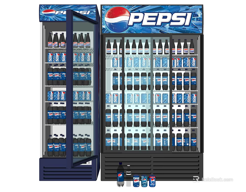 Commercial Pepsi Beverage Refrigerated Display Case With Bottled Drinks For Retail Stores 3d model 