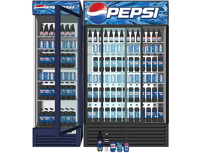 Commercial Pepsi Beverage Refrigerated Display Case With Bottled Drinks For Retail Stores 3d model