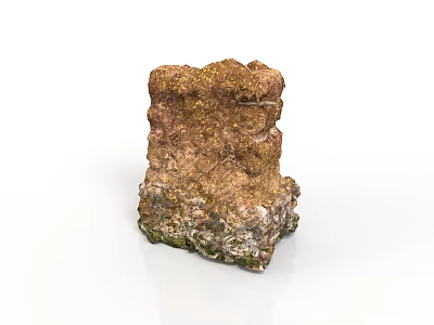 Natural Rough Textured Stone Scene Component With Brown Green Moss Accents 3d model