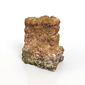 Natural Rough Textured Stone Scene Component With Brown Green Moss Accents