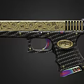 Decorative Gun Featuring Gold Engraved Design Carbon Fiber Grip And CS Logo