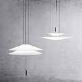 Modern White Layered Pendant Lights Hanging Against Gray Wall Background 3d model