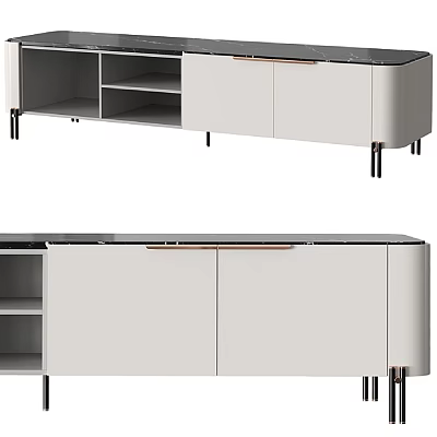 Modern Entryway Side Cabinet With Light Color Sleek Design Storage Drawers And Metal Legs 3d model