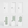 White Hinged Doors With Various Designs Including Glass Panels And Solid Panels