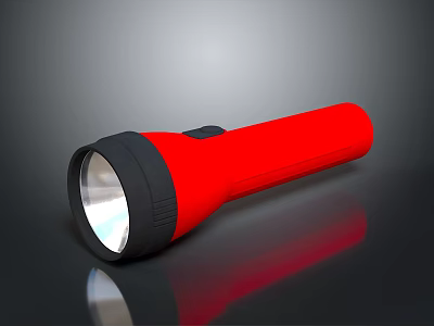 Red And Black Handheld Flashlight Design With Bright Beam And Durable Body 3d model