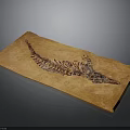 Paleontologist Examining Detailed Ancient Reptile Fossil Skeleton On Display Slab