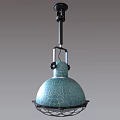 Blue Cracked Texture Pendant Light With Black Metal Suspension And Cage Base