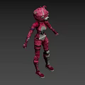 Pink Cartoon Bear Humanoid Character With Playful Design And Vibrant Outfit