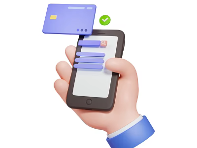 Smart Machine Enabling Mobile Payment Through Smartphone Credit Card And Green Check Mark 3d model