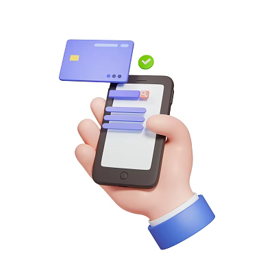 Smart Machine Enabling Mobile Payment Through Smartphone Credit Card And Green Check Mark 3d model