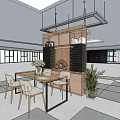 Casual Lounge Area Design With Hanging Lights Wooden Decor Black Cabinet And Green Plants