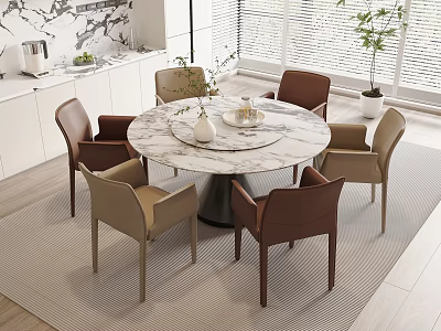 Dining Table and Chair Dining Table Dining Chair Dining Table and Chair Painting Vase Ornaments 3d model