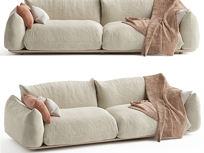 Double sofa fabric double sofa 3d model