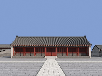 Chinese-style ancient building hall main hall antique folk house with hall 3d model