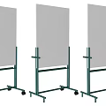 Mobile Whiteboards on Green Rolling Stands with Wheels and White Surfaces