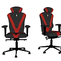 Ergonomic Office Chair Black Red Leather Upholstery Adjustable Armrests Reclining Backrest Swivel Casters