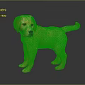 Light Brown Golden Retriever Puppy in Standing Pose as 3D Model on Gray Background
