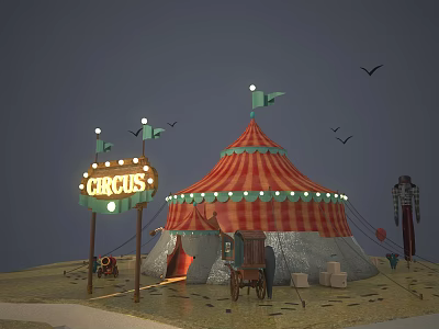 Modern Cartoon Scene Monster Circus Cartoon Circus 3d model