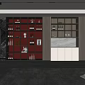 Modern Luxury Wine Cabinet With Glass Doors LED Lighting Wine Bottles And Glassware