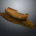 Weathered Wooden Boat With Moss Covered Planks Resting On Rocky Surface