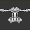 Sci Fi Game Movie Character With Metallic Spikes Mechanical Arms And Tracked Base