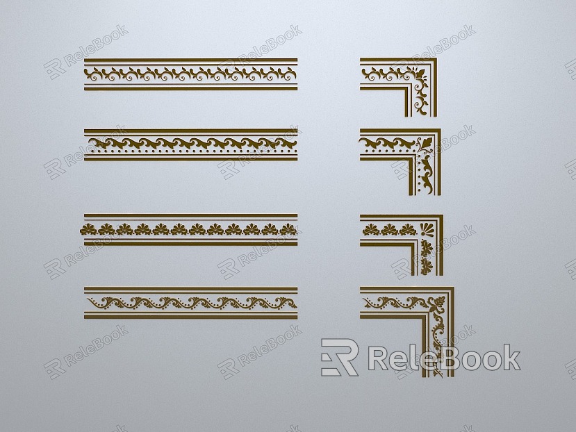 Chinese-style window grilles line silhouette pane window sill border engraved window edge strip construction model