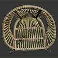 Modern Rattan Leisure Chair With Round Backrest And Black Metal Legs