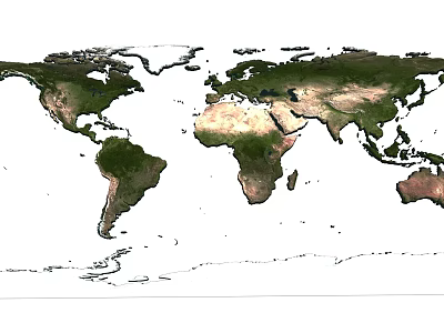 Realistic World Map World Map National Geography Geomorphology China United States Five Continents Continental Land Africa Australia World 3d model