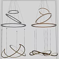 Modern Circular Ring Chandeliers With Illuminated Metal Frames And Hanging Design 3d model