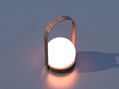 Modern Table Lamp Design With Wooden Handle Warm Round Bulb And Smooth Base 3d model