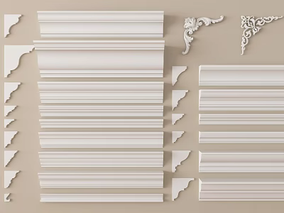 Various Gypsum Cornice Styles With Decorative Moldings And Ornamental Corners 3d model