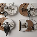 Circular Wall Decor With Natural Branch Patterns And Metallic Accents In Brown White Tones