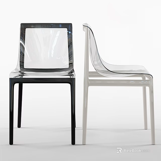 Modern Transparent Office Chair With Black And White Frame Stylish Design 3d model 