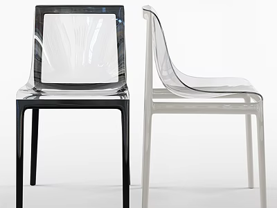 Modern Transparent Office Chair With Black And White Frame Stylish Design 3d model
