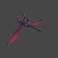 Fantasy Dragon Character With Purple Body Red Wings And Sharp Claws In Game
