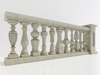 Classical Stone Balustrade With Ornamental Balusters And Intricate Design Details 3d model